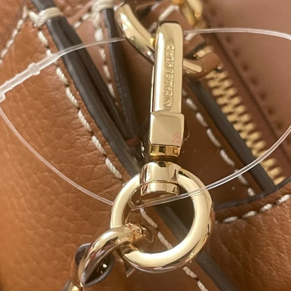 MICHAEL KORS CARMEN LARGE TOTE PEBBLE LEATHER CHESTNUT‎ GOLD VERSATILE CARRY ALL